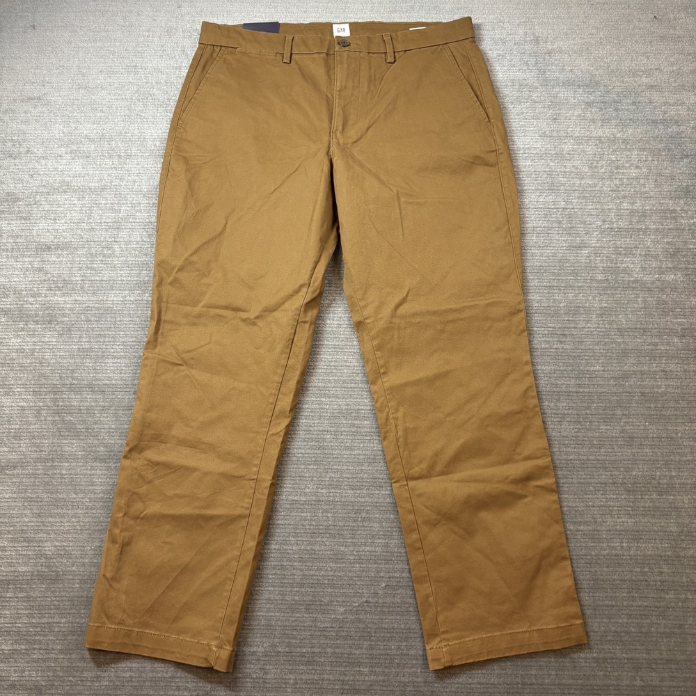 Gap Essential Khaki Pants Mens 34 Camel Tan GapFlex Comfort Stretch Straight